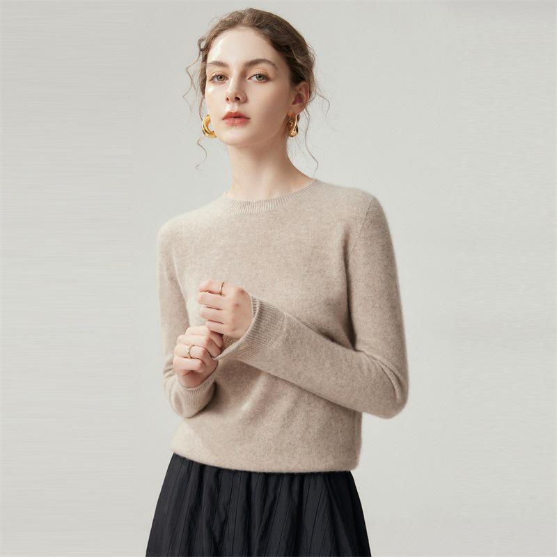 Women's Autumn/Winter Round Neck Pure Cashmere Knit Sweater