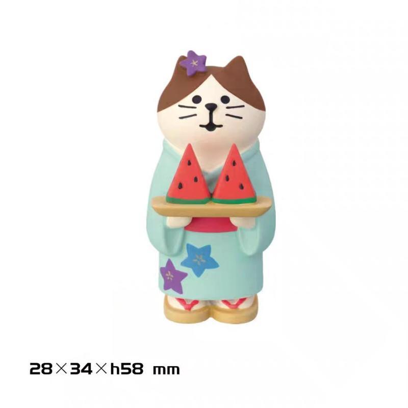 Creative Japanese Cat Groceries Summer Watermelon Cat Series Play Gifts Ins Resin Crafts Diy Small Ornaments Collection Gifts
