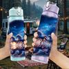 1PC Deep Galaxy Nebula Space Texture Print 750ml Color Plastic Sports Water Bottle Leakproof Flip Straw Lid Suitable for Sports Office Home Use