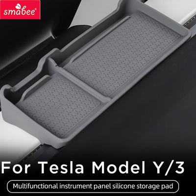 Smabee for Tesla Model 3 Model Y 2023 Anti-Slip Mat Instrument Panel Silicone Storage Pad Phone Holder Car Interior Accessories S5