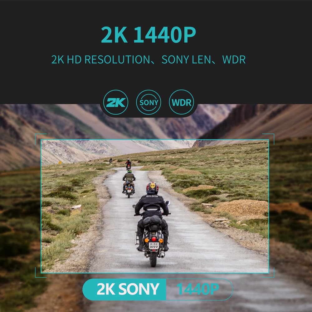 SAMEUO Q1 Bisiklet Sürüş Kaydedici, 1440P QHD, IP66 su geçirmez, döngü