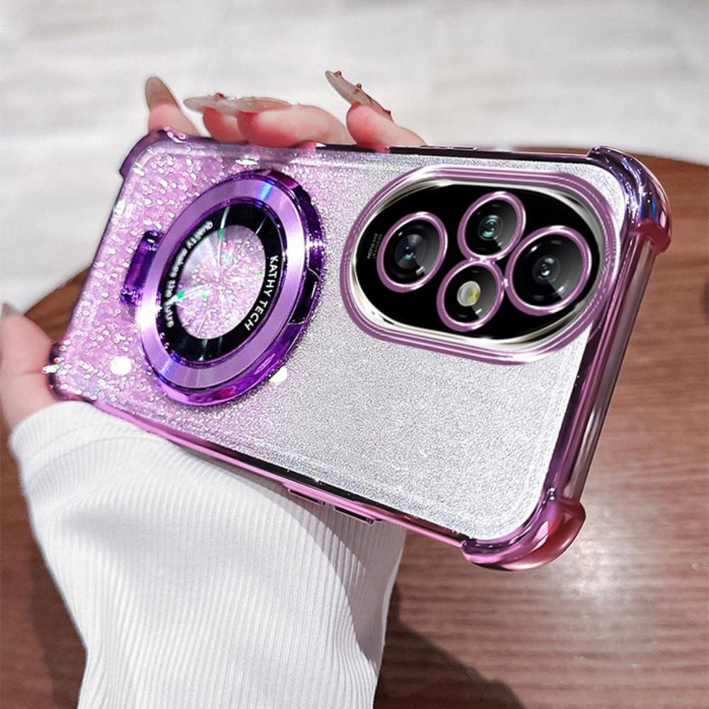 Shockproof Glitter Plating Magsafe Holder Case For Honor 200 100 90 80 70 60 Pro Soft Cover