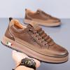 2025 Men's Casual Low-Top Leather Sneakers - Soft Sole, Trendy Cowhide, Versatile White Design