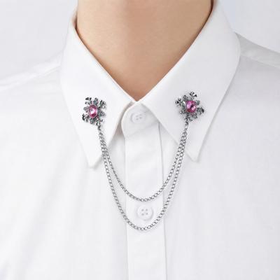 Suit Brooch for Men & Women Double Staggered Metal Hanging Chain