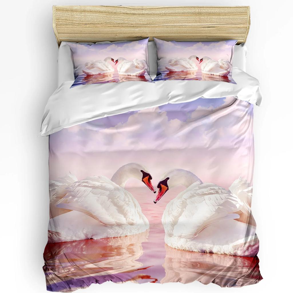Animal Swan Duvet Cover Bed Bedding Set For Double Home Textile Quilt Cover Pillowcases Bedroom Bedding Set (No Sheet)