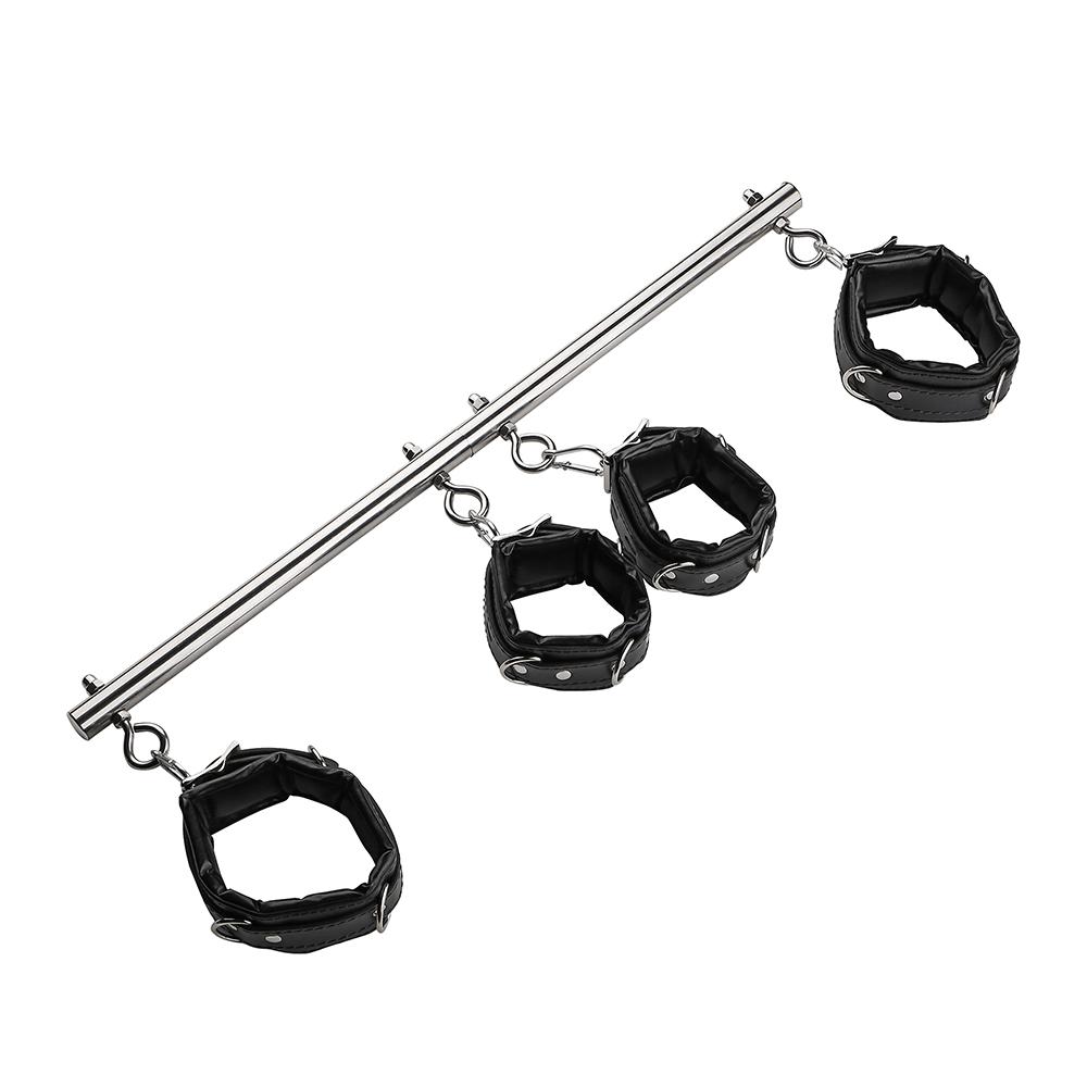 BDSM Bondage Set Stainless Steel Adjustable Telescopic Sex Slave Handcuffs Ankle Cuffs Fetish Restraints Sex Toys for
