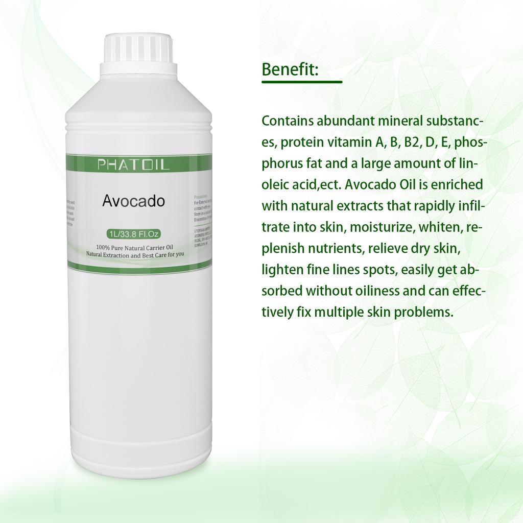 PHATOIL 1000ML/33.8FL.OZ Carrier Oil for Body Massage Hair and Skin Care, Rosehip Olive Avocado Jojoba Oil Healthy Care