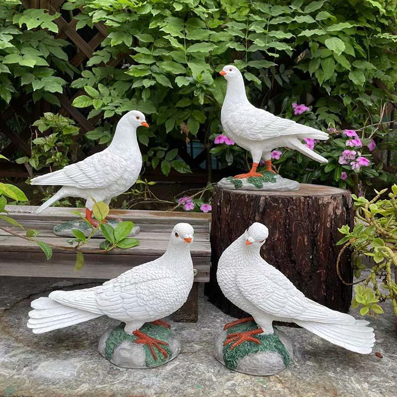 Resin White Pigeon Figurine for Outdoor Garden Decoration