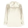 Women's Color Round Neck Long Sleeve Button Casual Business Shirt Top