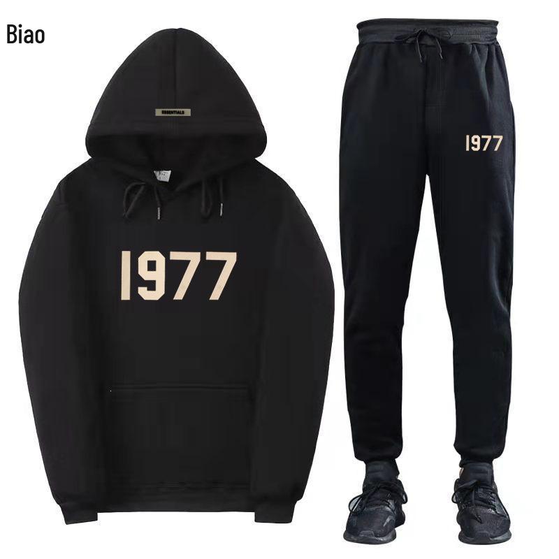 ESSENTIALS 1977 Trendy Fleece Hoodie Set - Unisex Loose Fit Sweatshirt