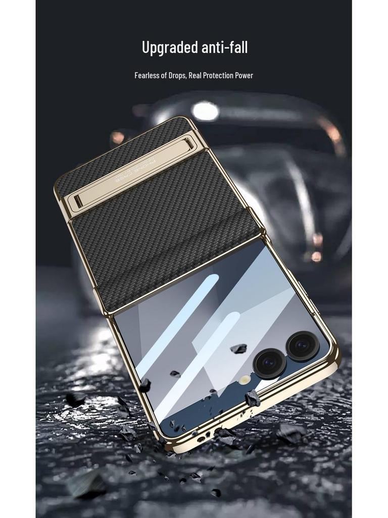 Samsung Galaxy Z Flip7 Magnetic Leather Full Coverage Case with Electroplated Hinge - GKK