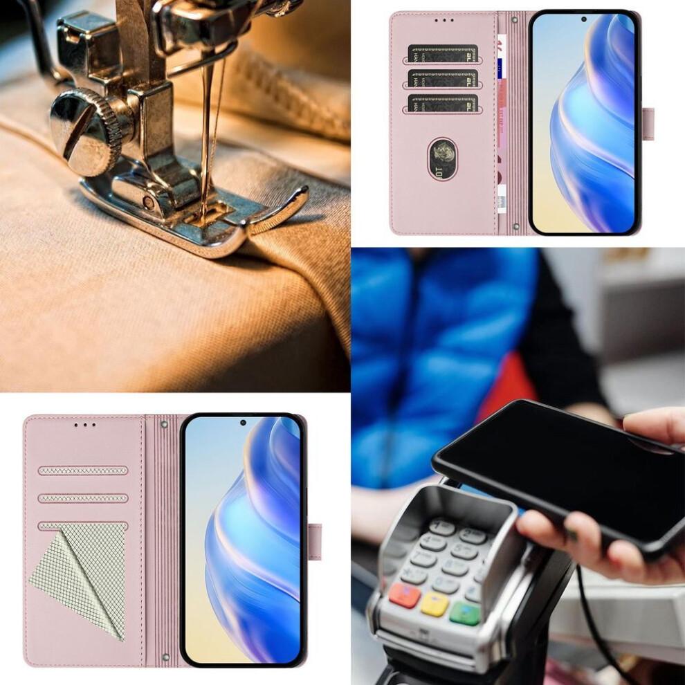 (pink, Samsung A56 5G) Leather Case Wallet Durable Leather Rfid Blocking Card Holders Shockproof Kickstand Protective Flip Cover