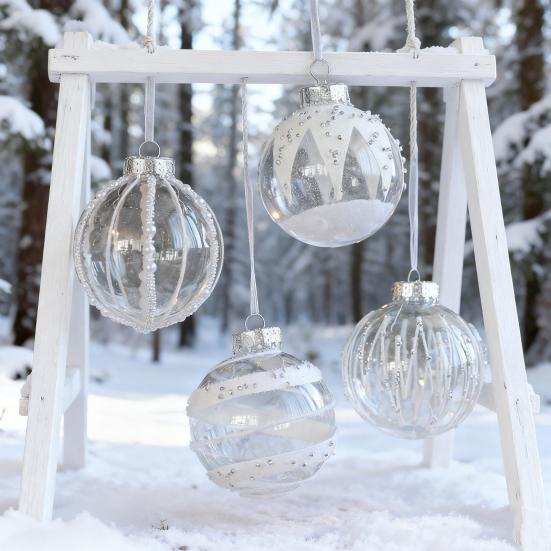 Christmas Ball Ornament Faux Pearls Tree Decoration Festive Hanging Baubles with Rope Home Store Decor