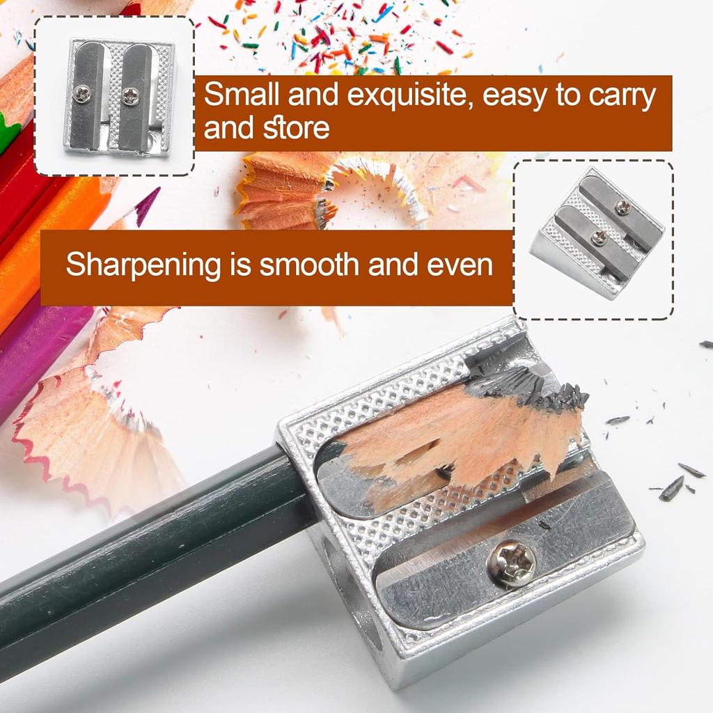 16 Pack Handheld Metal Pencil Sharpener with 2 Holes - Aluminum Alloy Sharpener for Standard Size Pencils