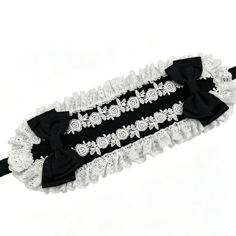 Lolitas Lace Headband Retro Cosplay Party Hair Accessories Ribbon Bows Maid Headdress for Womens