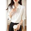 Hochwertiges weißes Chiffonhemd Damen Locker Langarm Lässige Bluse Herbst Frühling Slim Fit Elegant