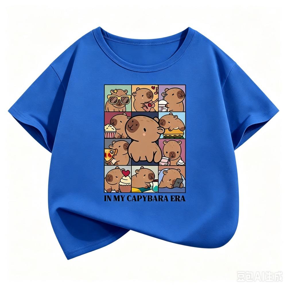 Kawaii Shirt Capybara Grafik Kinder T-Shirts Sommer Kurzarm Cartoon Tier Jungen Mädchen Kleidung Oberteile Y2K Kinder