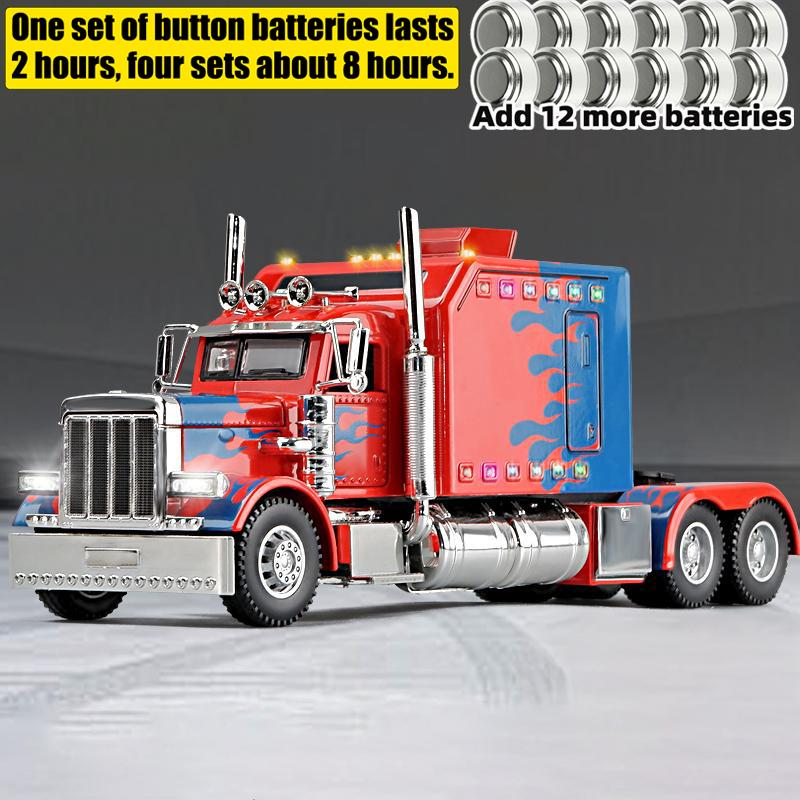 1:24 Peterbilt 389 Flame Livery American Heavy Semi Truck Tractor Alloy Metal Diecast Model Car Home Decoration & Computer Gifts