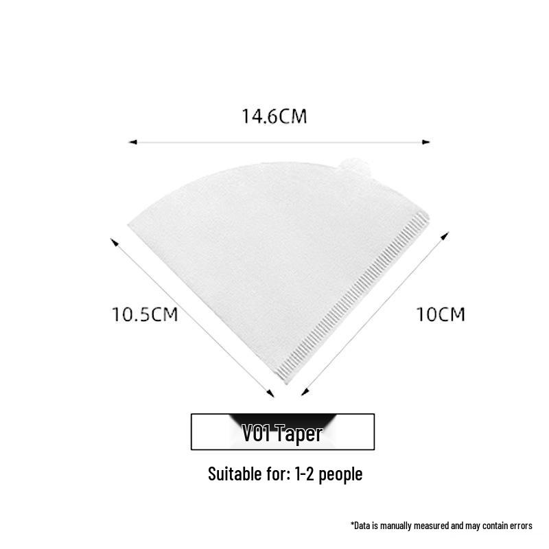 V60 Fan-shaped Raw Wood Pulp Coffee Filter, 100 Sheets, Hand Drip Disposable
