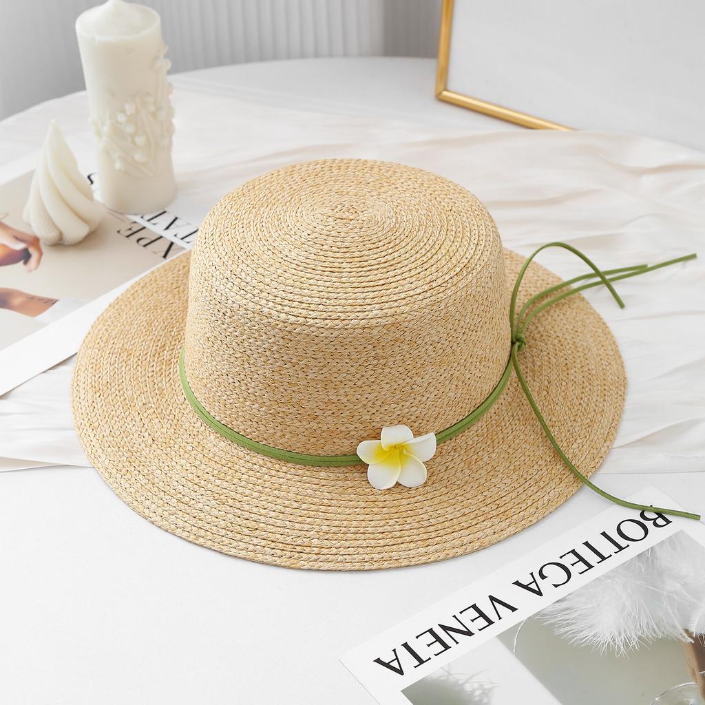 Girls Floral Ribbon Straw Hat Summer Breathable Sun Hat Women Fashion UV Protection Woven Cap
