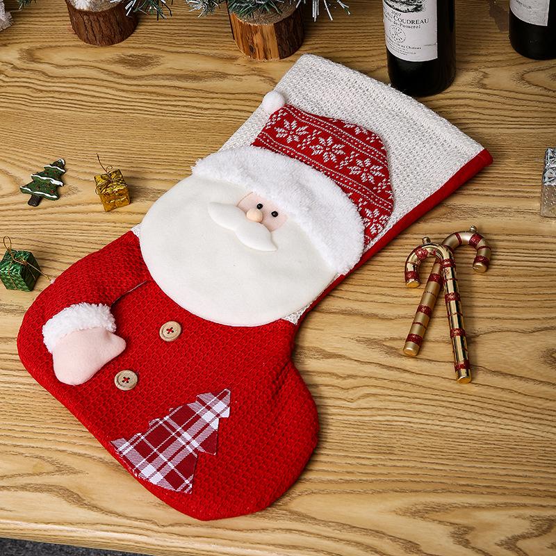 Large Knitted Red & White Christmas Stocking Gift Bag with Snowman Costume Design