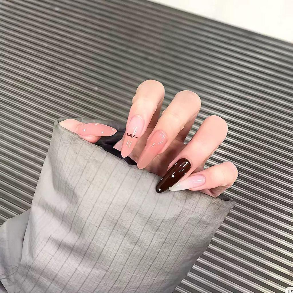 Gothic Red & Black Gradient Handmade Long False Nails