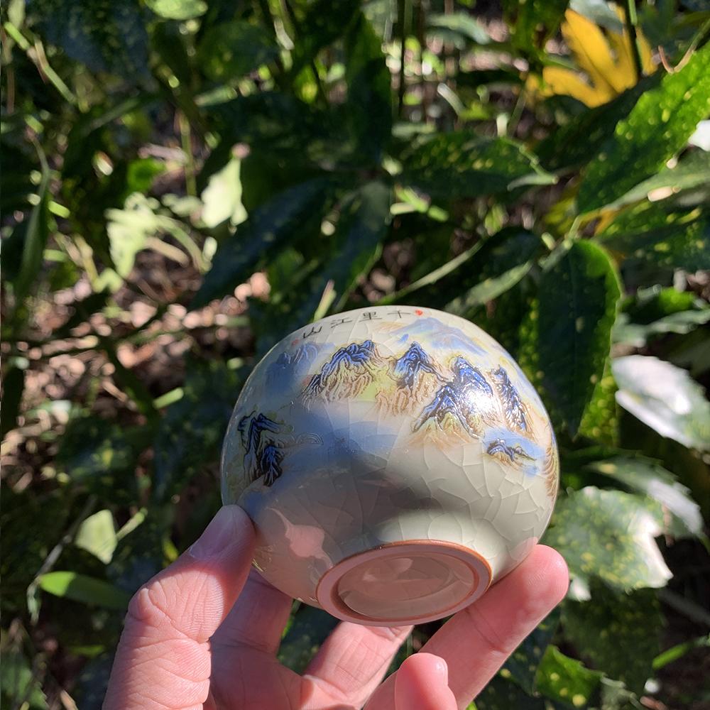 1/2 Stück 140ml Exquisite Eisrissglasur Keramik Teetassen Handbemaltes Porzellan Meistertasse Exquisite Teetasse Teezubehör