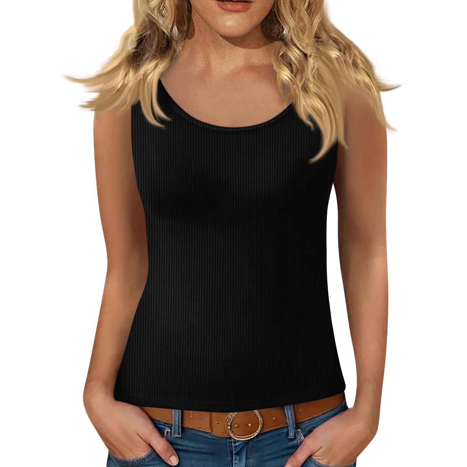 

Женский жилет без рукавов с глубоким вырезом, футболка с U-образным вырезом, подтяжки L чёрный