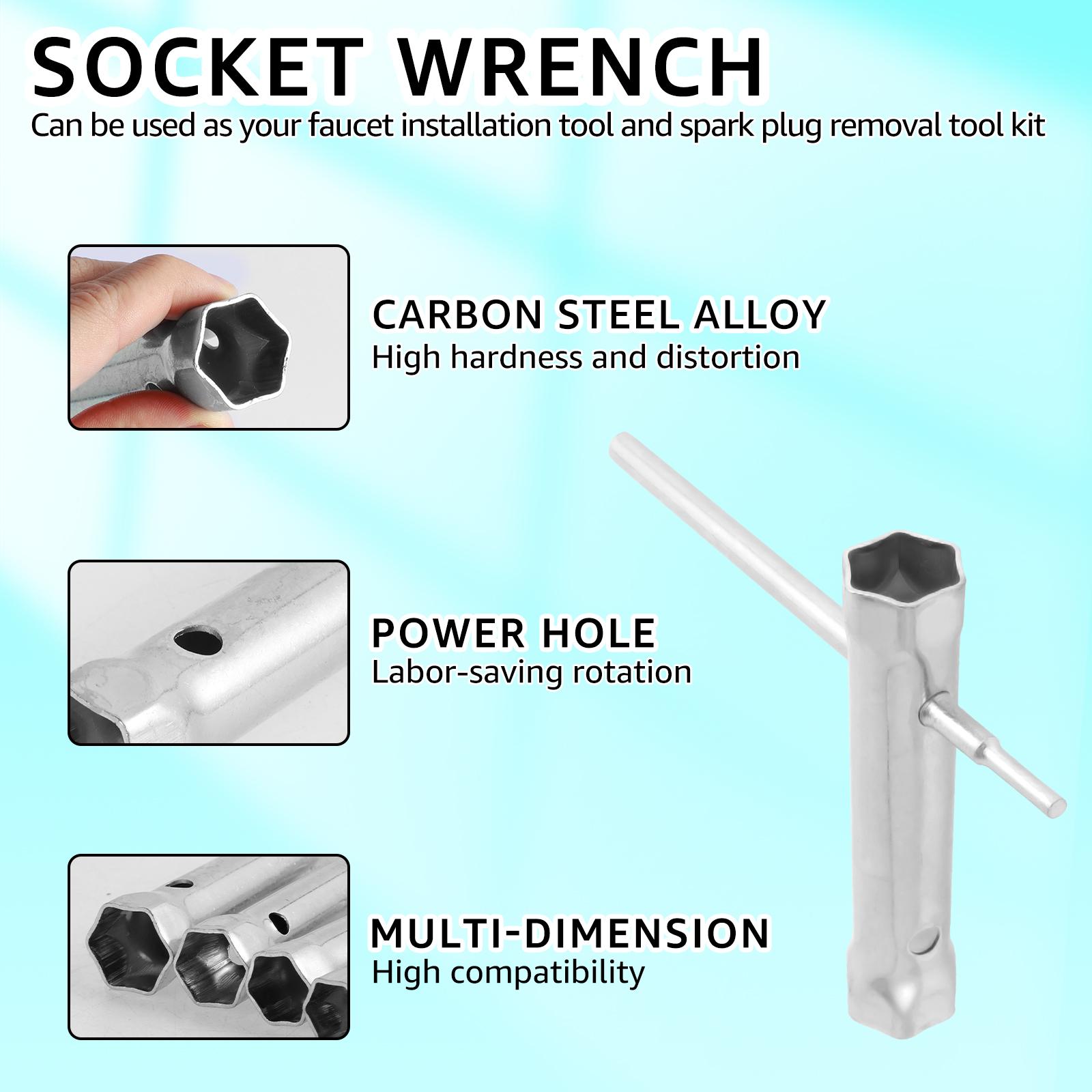 10/20Pcs Tubular Spanner Wrench Shower Valve Socket Wrench Set Carbon Steel Double-Ended Tubular Spanner Tap Installation Wrench