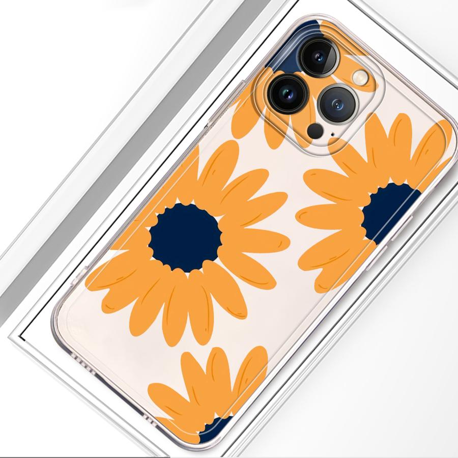 Case for iPhone 17 Pro Max XR 12 Mini 16 Air XS Max 7 8 13 Pro 14 Plus 15 11 Soft Phone Cover Minimalist Sunflower