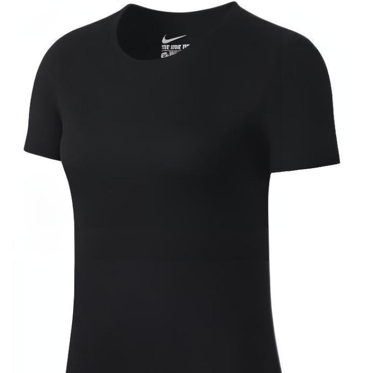 Nike Solid Color Crew Neck Short Sleeve T-Shirt Women Tops Black 836327-010