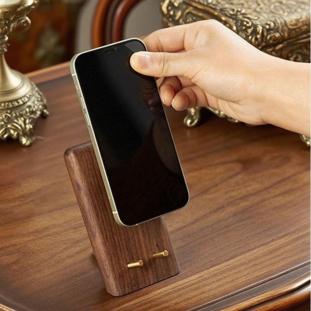 Vintage Desktop Phone Holder Wooden Small Tablet Holder Lazy Phone Stand  for Mobile phone Storage