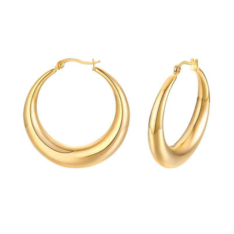 Hoop 18k Gold Plated Stainless Steel Earrings Fashion Jewelry Earrings Silver Round High Quality Gold Hoop Earrings FASHION