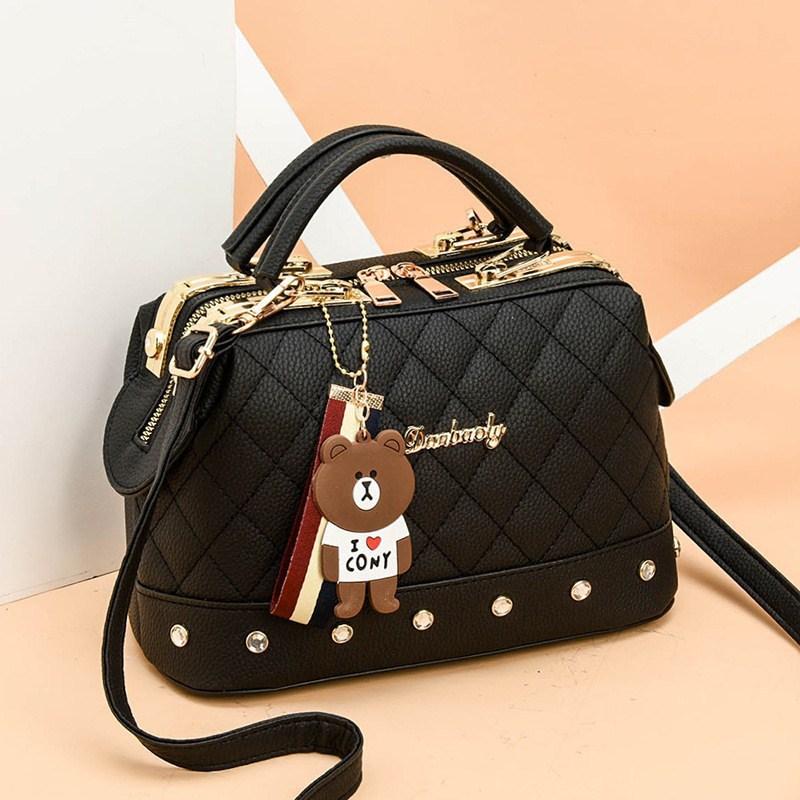 

Lingge Xiaoxiangfeng European and American New Trendy Fashion Handbag Boston Shoulder Bag