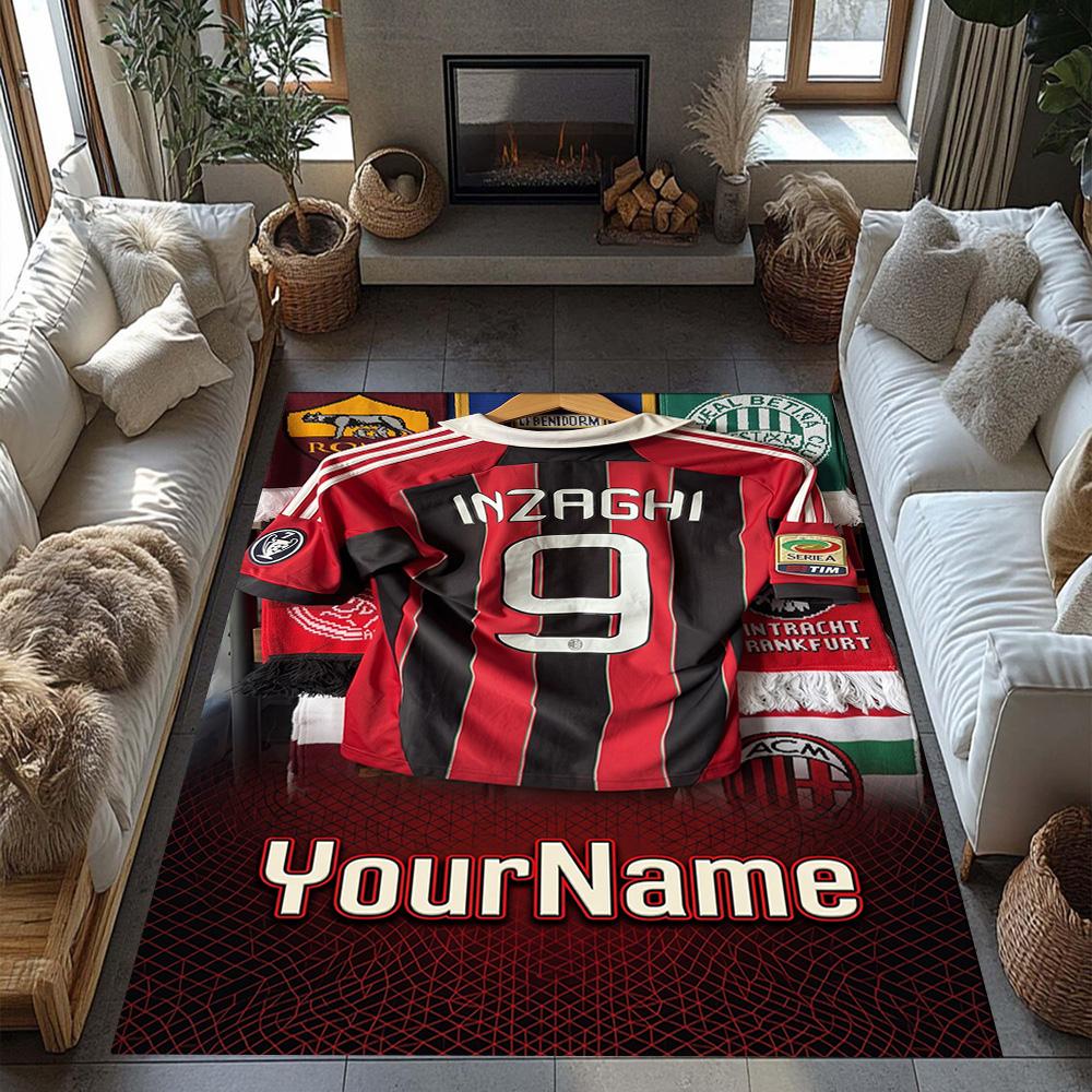 Ac Milan Personalized Text Carpet Suitable for Dining Room Kitchen Study room Living Rooms Anti-slip Rug Decorate Offices
