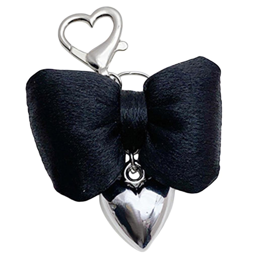 Elegant Bowknot Charm Keychain Elegant Heart and Bowknot Keyring with Accent Handbag Decoration for Women Girls
