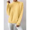 Solid Color Loose Knit Top Semi High Neck Pullover Long Sleeved Sweater Women Autumn and Winter