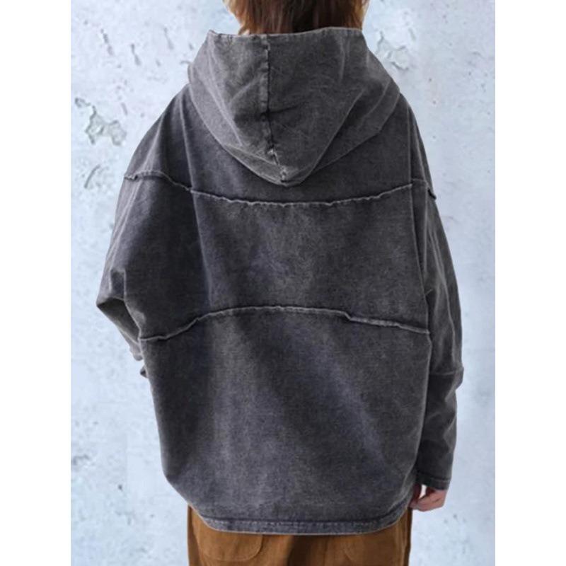 Veste sweat-shirt ample en denim pour femme, nouvelle collection automne