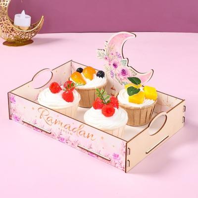 Black Gold Wooden Tray Storage Function Wooden Material Wooden Storage Box Organizer Design Serving Tray Cake Dessert Box