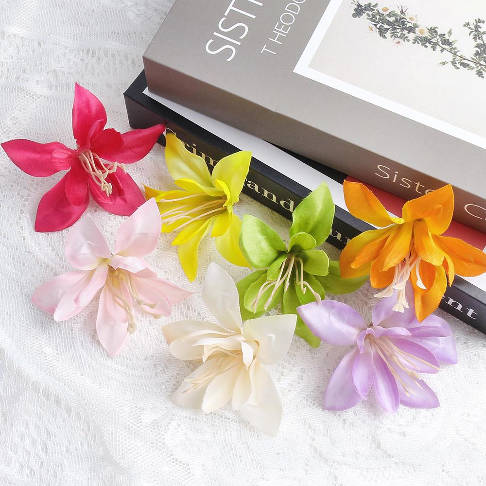 10Pcs 7cm Silk Artificial Flowers Head For Home Decor Wedding Decoration Fake Flowers DIY Bouquet Craft Garland Gift Accessories