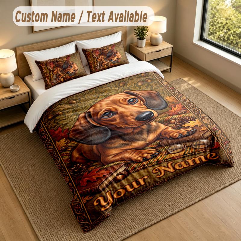Autumn Harvest Theme Personalized 3Pcs Bedding Set Custom Text & Name 1 Sheet 2 Pillowcases Household Bedding 1pc
