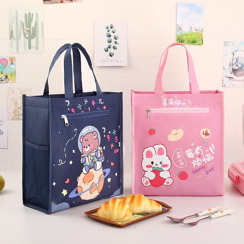 Large Insulated Lunch Bag Kids Waterproof School Meal Carrier Reusable Bento Tote Boys Girls Cartoon Style