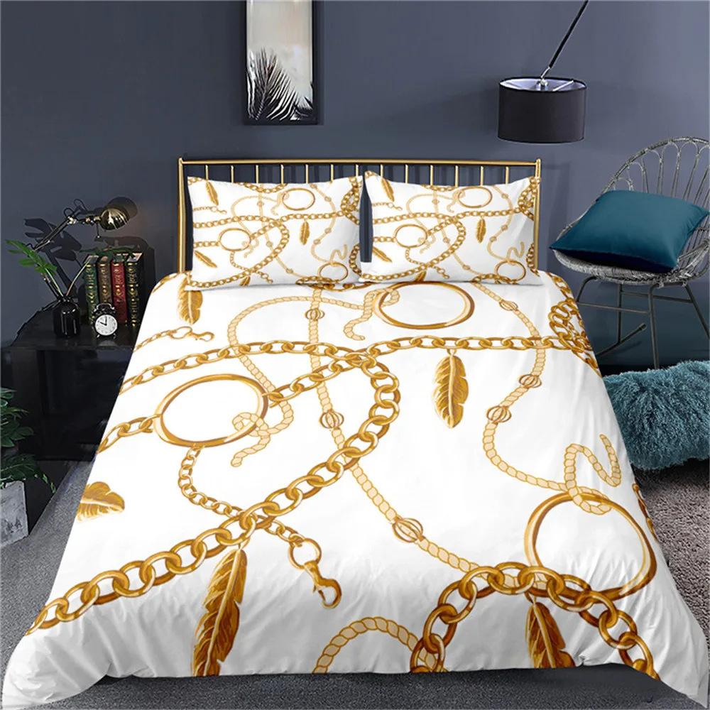 Deluxe Gold Duvet Set Three-Piece Set, Bedding Quilt Set