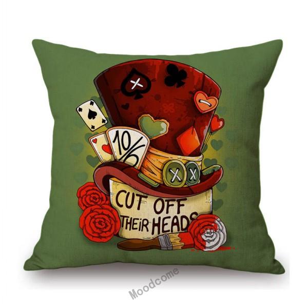 Alice Wonderland Mad Hatter Cartoon Art Tea Time Cartoon Sofa Throw Pillow Case Cotton Linen Car Bench Chair Cushion Cover