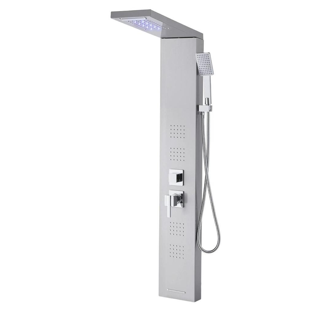Shower Panel Tower System Stainless Steel Column Rainfall Head 5 Modes
