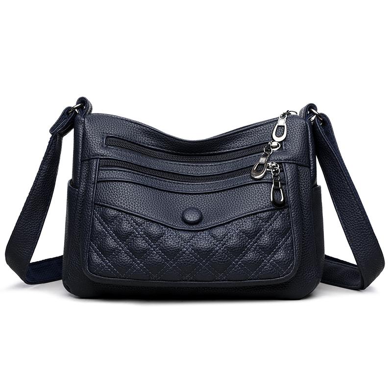 Lingge Women's Bag Soft Leather Crossbody Bag Middle-aged Mother's Bag Shoulder Bag