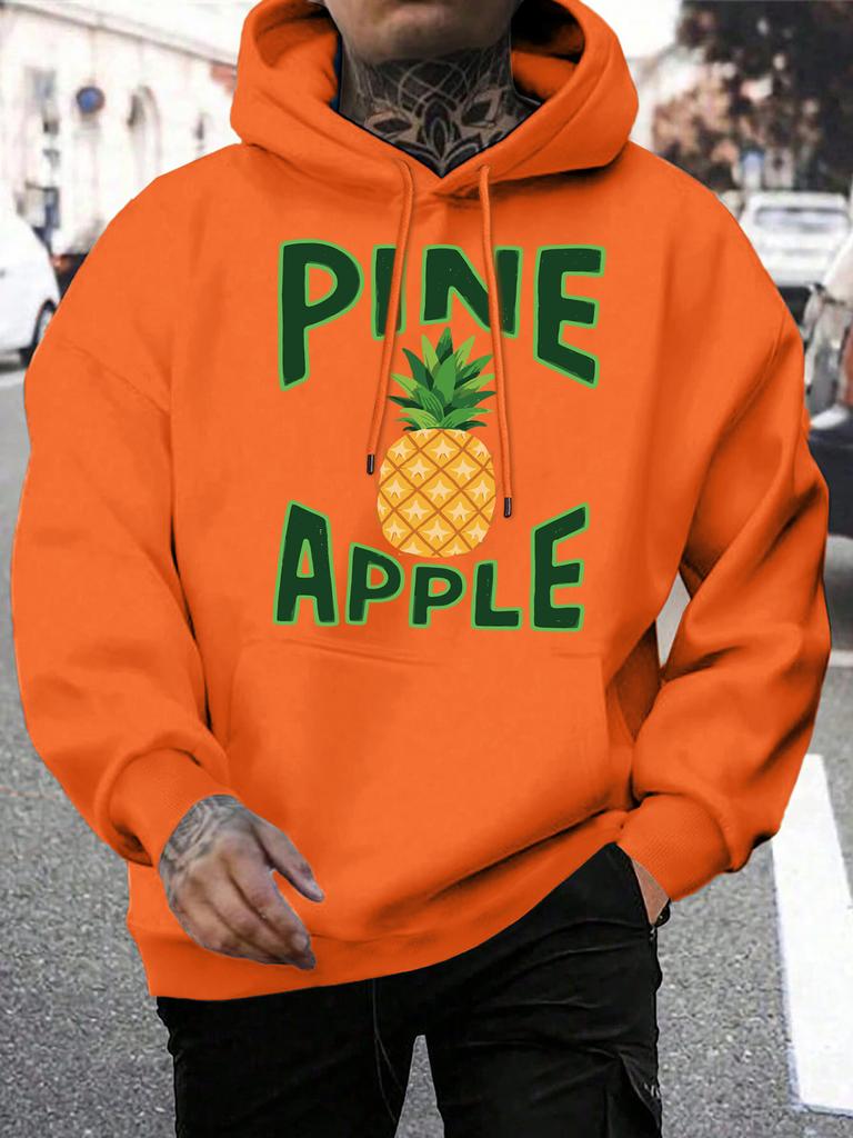 Fresh Pineapple Fruit Printing Men Hoody Fleece Autumn Hoodies Pocket Loose Sportswears Comfortable Multicolor Man Hoodie
