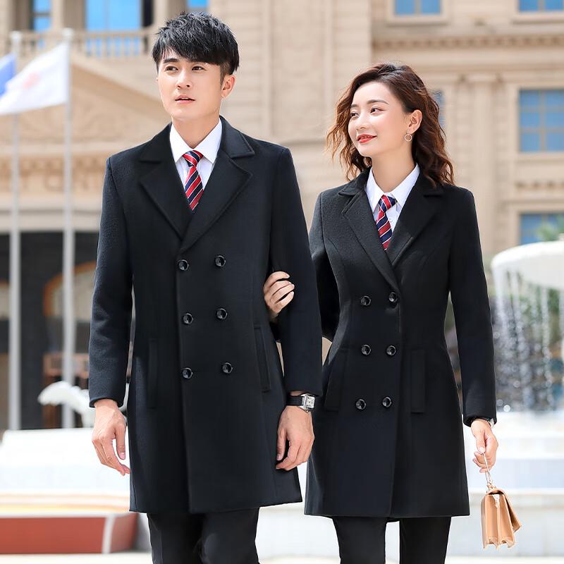 Unisex Professional Double-Breasted Wool Blend Coat L