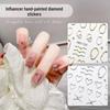 Crystal Diamond Line & Heart Geometric Nail Stickers with Rhinestones