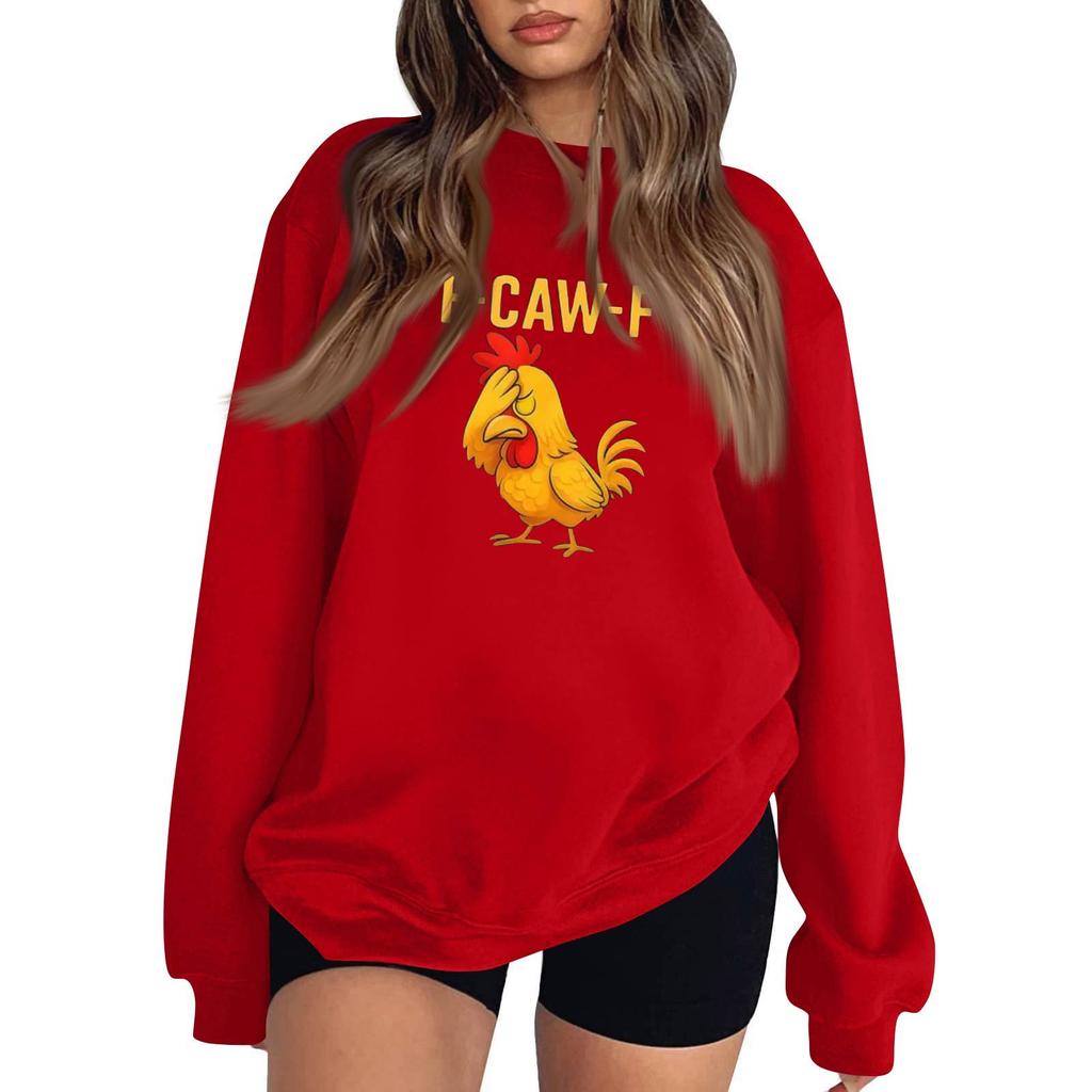 Women's Fashion Casual Round Neck Long Sleeve Top Printed Pullover Sweatshirt